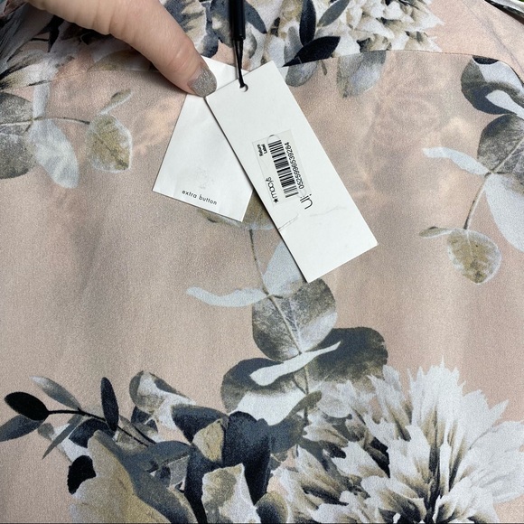 NWT Calvin Klein Pink Floral Rose Button Down Rolled Cuff Long Sleeve Blouse - Picture 10 of 13